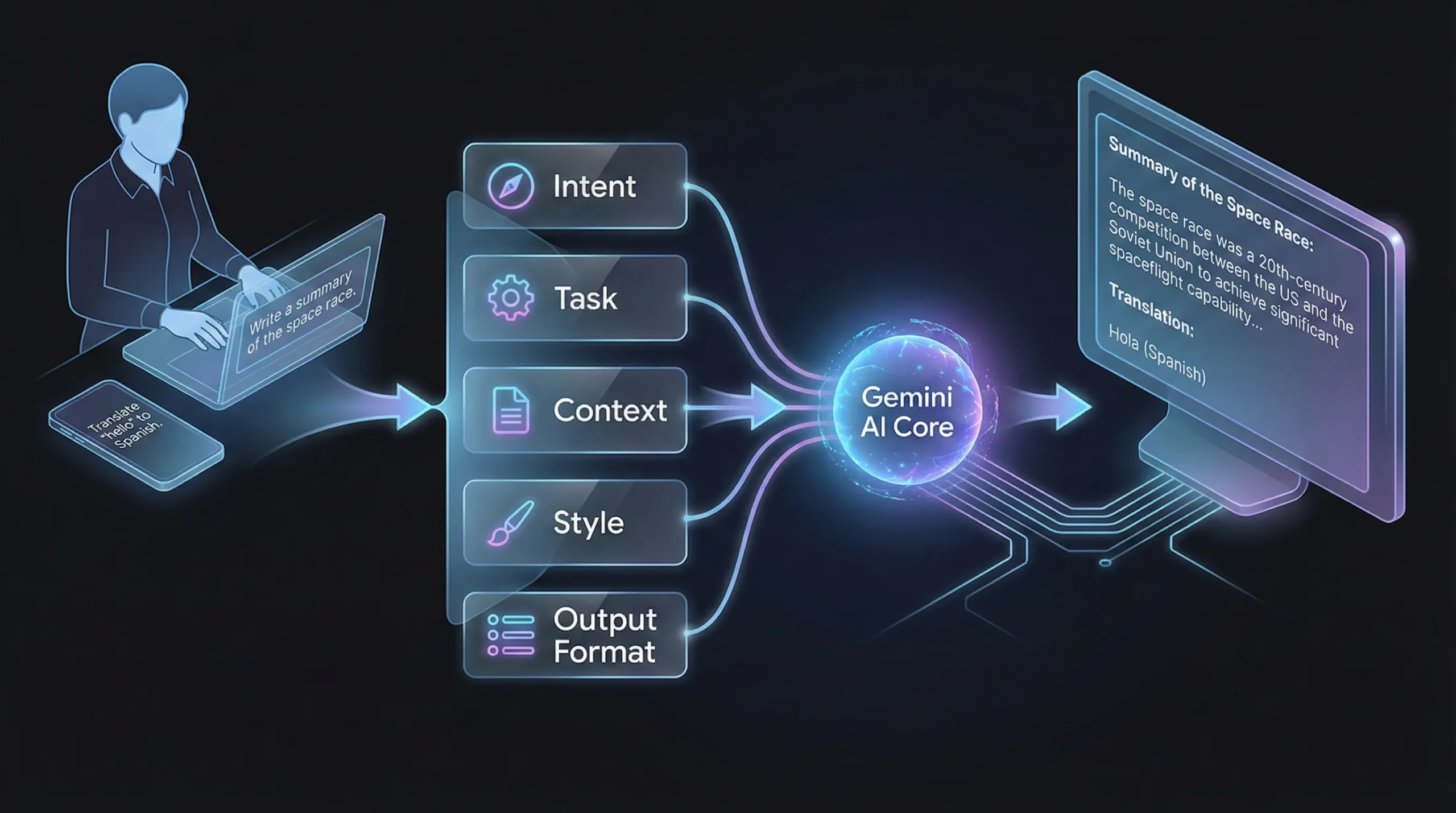Gemini AI processes a user prompt behind the scenes