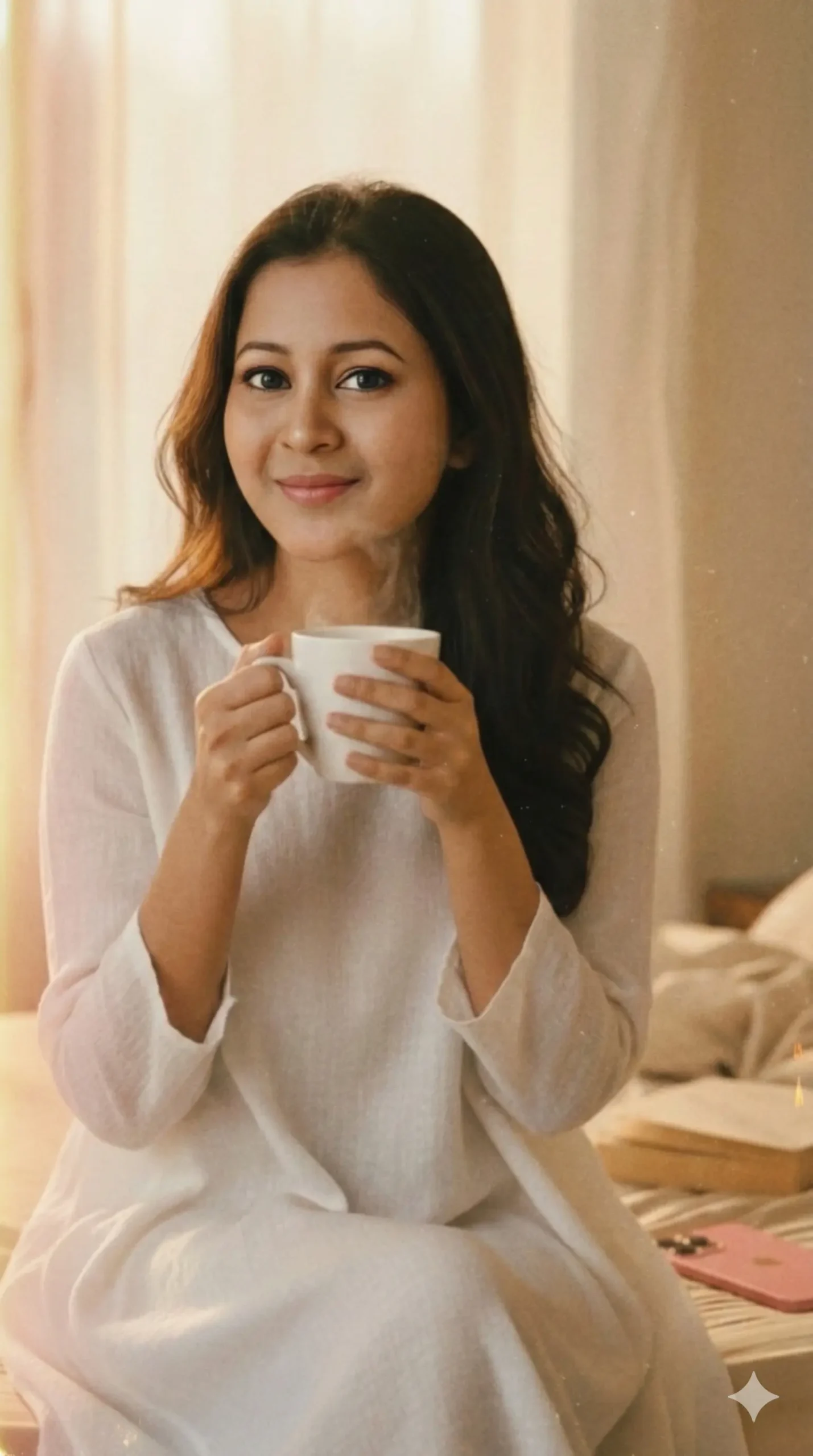 Vintage-style portrait with film grain, warm tones, and nostalgic aesthetics